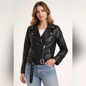 Old Navy Women's Black Leather Biker Jacket